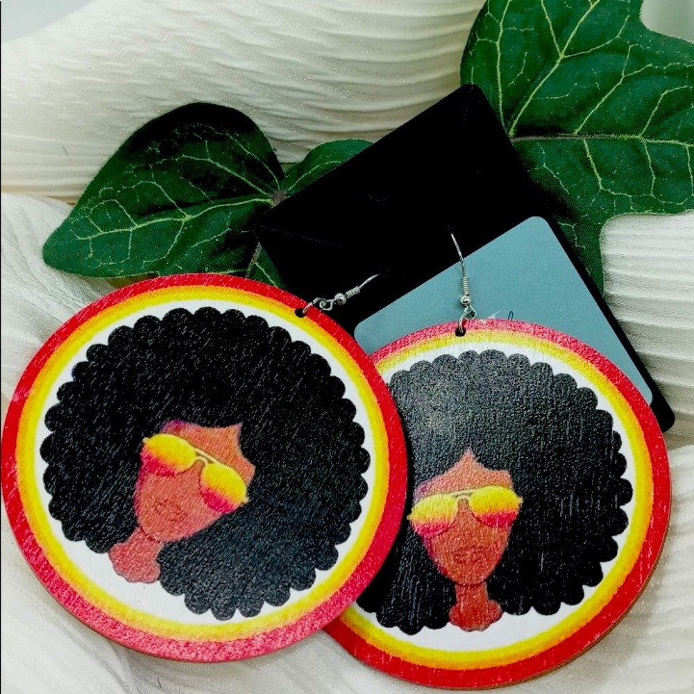 Afro Latina Painted Wood Earrings
